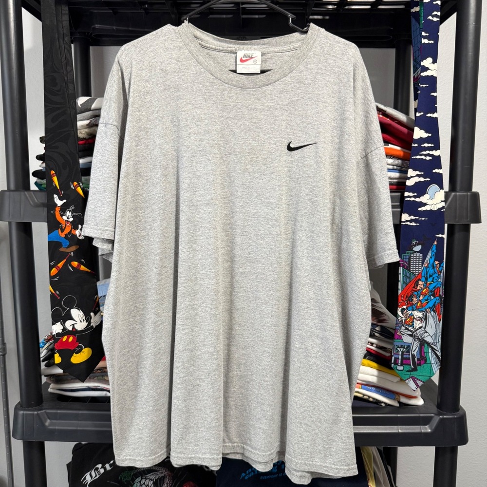 90s Grey Nike Embroidered Swoosh T-Shirt XXL